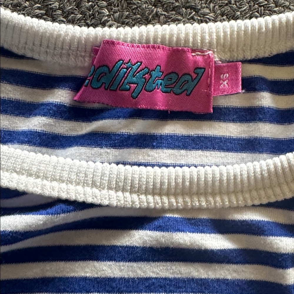 Edikted Blue and White Striped Long Sleeve Tee
